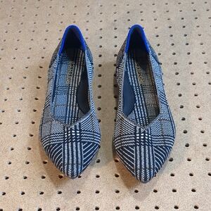 Rothy's The Point II Black Glen Plaid Flats